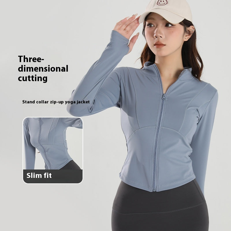 Stand Collar Jacket Thin Fitness Top Yoga Clothes Long Sleeve