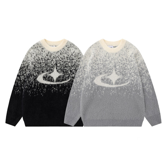 Gradient Warm And Loose Long Sleeve Round Neck Sweater