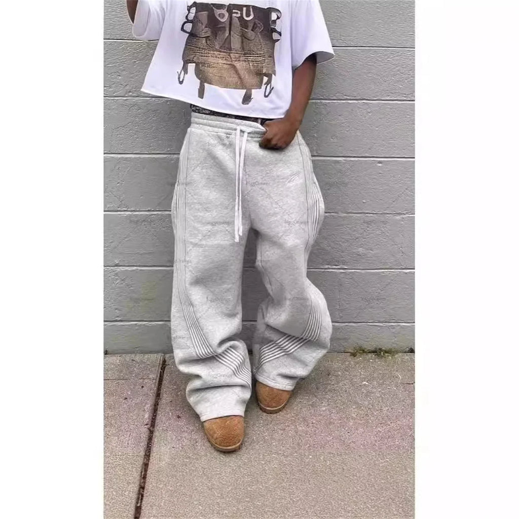 Casual Loose Straight Leg Pants Striped 2025 Summer Fashion Trend Brand Street Hip-hop Jogging Men's Women's Harajuku Sweatpants