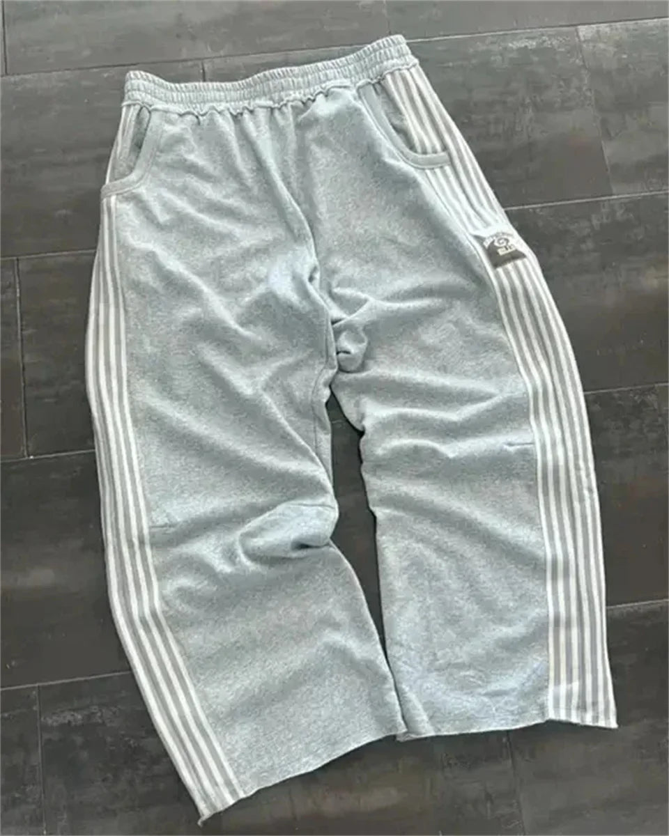 Casual Loose Straight Leg Pants Striped 2025 Summer Fashion Trend Brand Street Hip-hop Jogging Men's Women's Harajuku Sweatpants