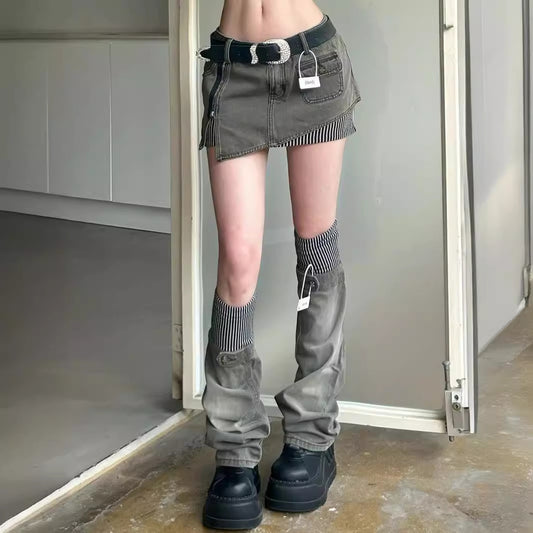 Washed-out Vintage  Denim Skirt