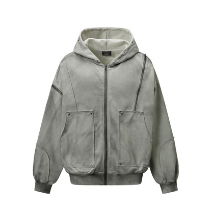 New Retro Vibe Washed Hooded Jacket Coat