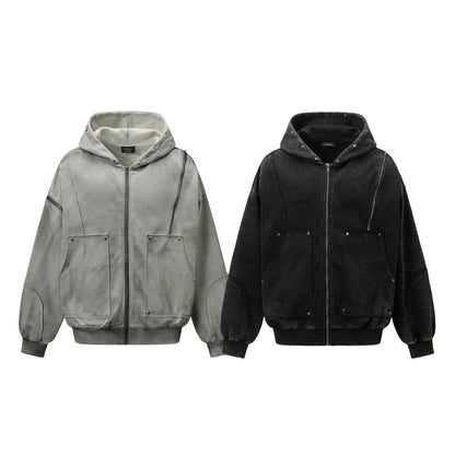 New Retro Vibe Washed Hooded Jacket Coat