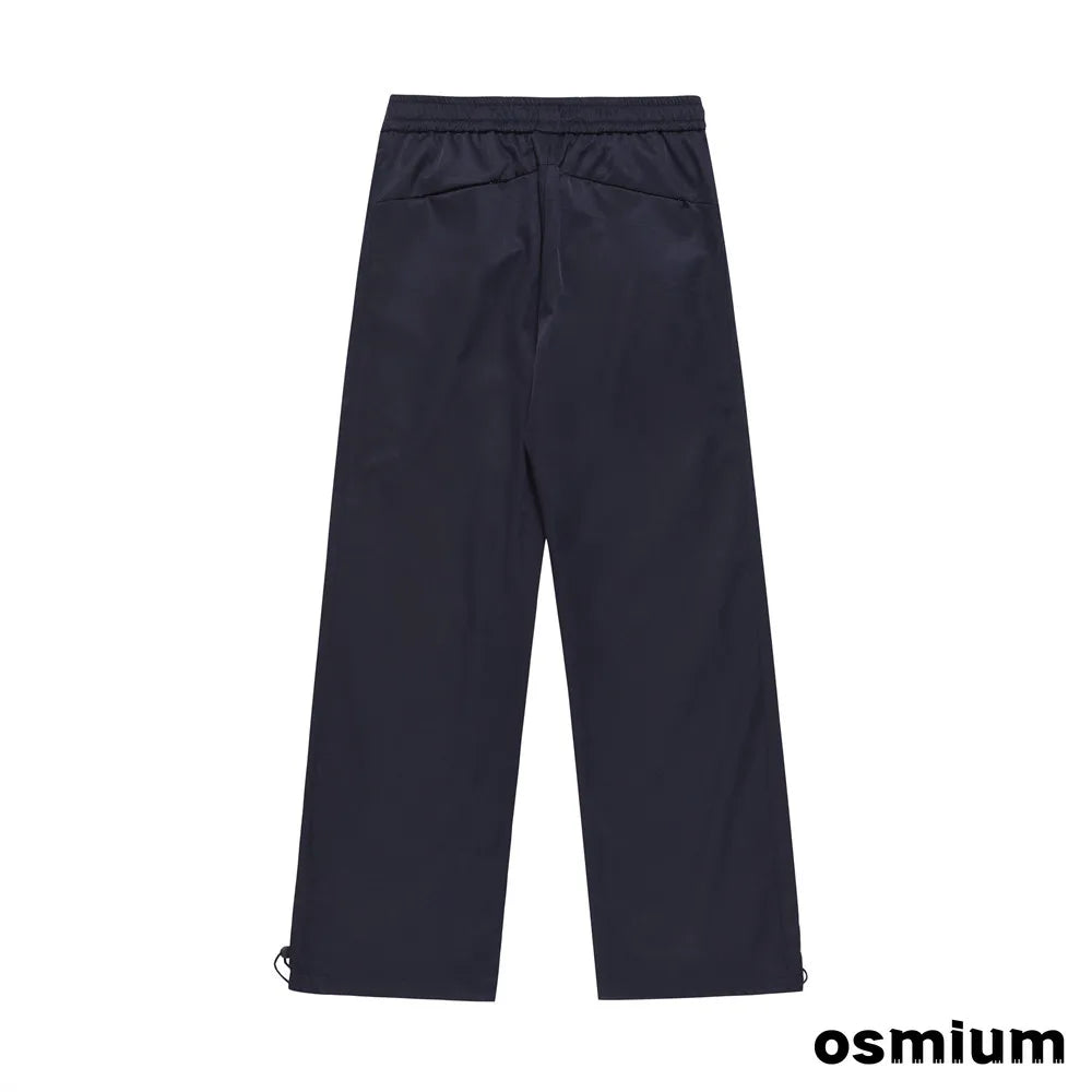 American Style Streetwear Casual Sportswear Trousers Men Loose Color-blocked Pockets Elastic Waist Straight Wide Leg Pants