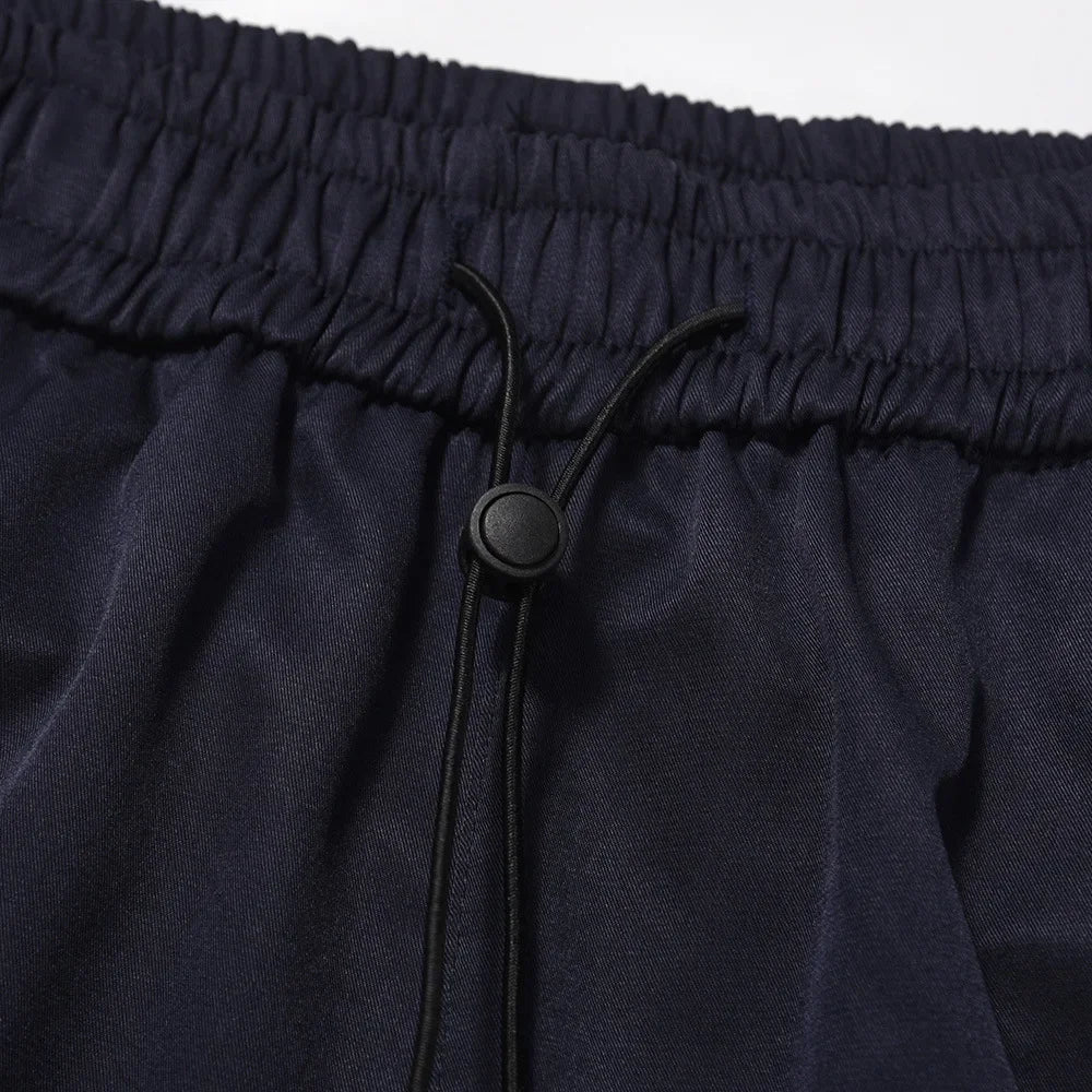 American Style Streetwear Casual Sportswear Trousers Men Loose Color-blocked Pockets Elastic Waist Straight Wide Leg Pants