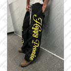 2025 Streetwear men printed straight leg pants American hip hop fashion casual pants Goth Harajuku retro loose sweatpants women