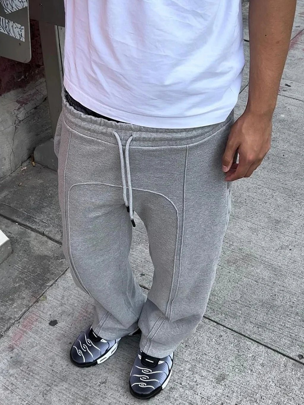 High Street Elastic Strap Sweatpants Hip-Hop Casual Pants Y2K Rap Street Wear Comfortable Loose Fit Trousers