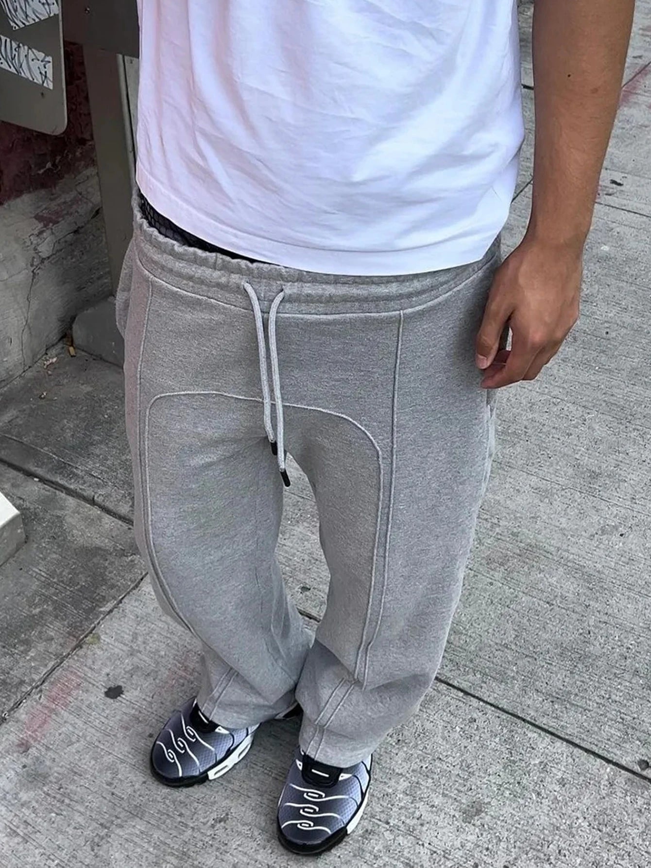 High Street Elastic Strap Sweatpants Hip-Hop Casual Pants Y2K Rap Street Wear Comfortable Loose Fit Trousers