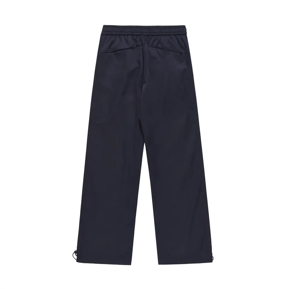 American Style Streetwear Casual Sportswear Trousers Men Loose Color-blocked Pockets Elastic Waist Straight Wide Leg Pants