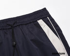 American Style Streetwear Casual Sportswear Trousers Men Loose Color-blocked Pockets Elastic Waist Straight Wide Leg Pants
