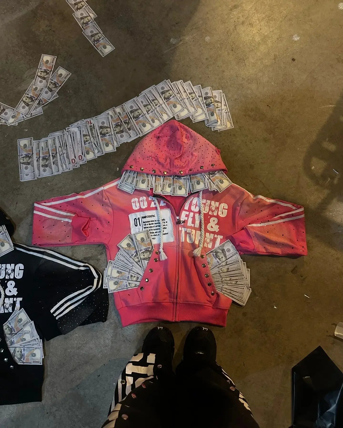 Streetwear Harajuku Retro Sportswear Two Piece Hip Hop Rock Patch Print Loose Hoodie Men Women Sweatshirt Punk Casual Sweatpants