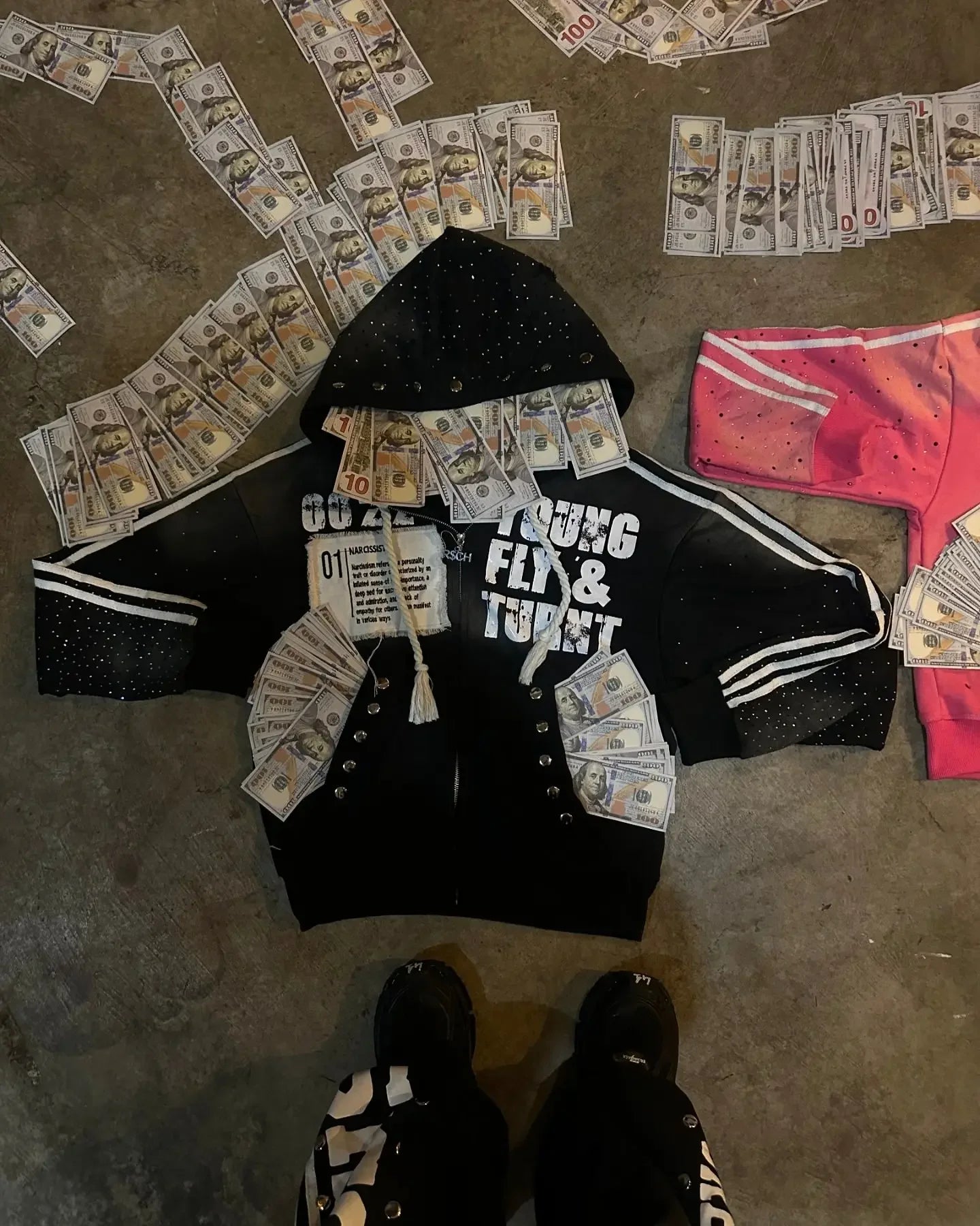 Streetwear Harajuku Retro Sportswear Two Piece Hip Hop Rock Patch Print Loose Hoodie Men Women Sweatshirt Punk Casual Sweatpants