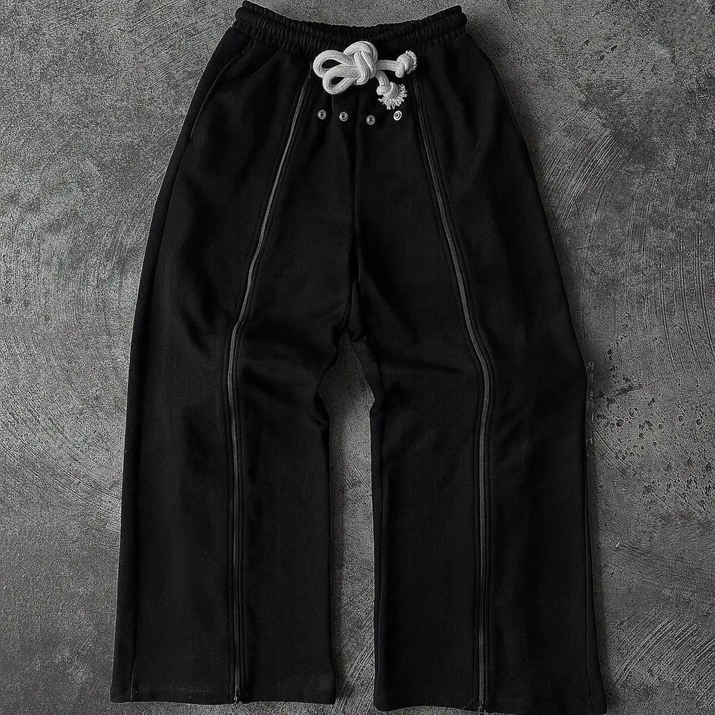 Casual versatile fashion trend personalized fashion street loose black rock Wide Leg Men Korean  Trousers  Streetwear pants