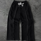 Casual versatile fashion trend personalized fashion street loose black rock Wide Leg Men Korean  Trousers  Streetwear pants