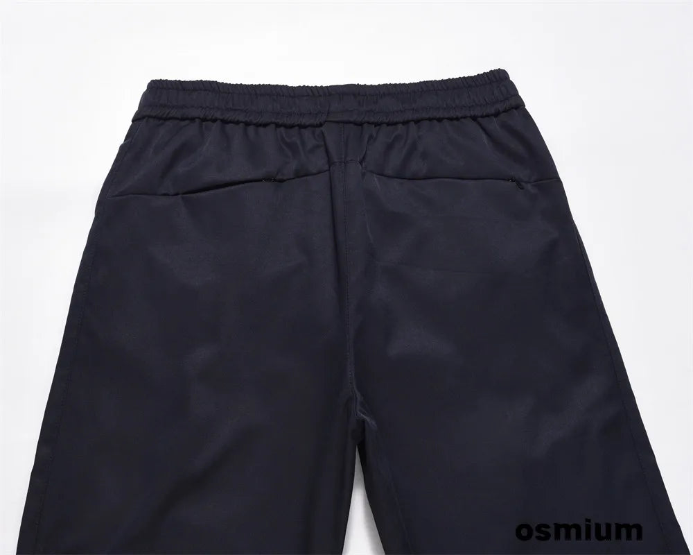 American Style Streetwear Casual Sportswear Trousers Men Loose Color-blocked Pockets Elastic Waist Straight Wide Leg Pants