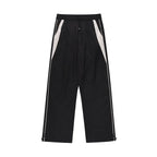American Style Streetwear Casual Sportswear Trousers Men Loose Color-blocked Pockets Elastic Waist Straight Wide Leg Pants