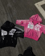 Streetwear Harajuku Retro Sportswear Two Piece Hip Hop Rock Patch Print Loose Hoodie Men Women Sweatshirt Punk Casual Sweatpants