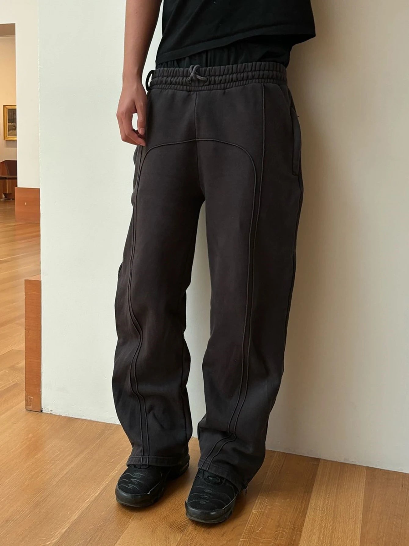 High Street Elastic Strap Sweatpants Hip-Hop Casual Pants Y2K Rap Street Wear Comfortable Loose Fit Trousers