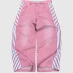Street Dance Clothing American Retro Personality Street Hip-hop Jeans Striped Straight Leg Wide Leg Pants Loose Casual Pants