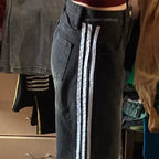 Street Dance Clothing American Retro Personality Street Hip-hop Jeans Striped Straight Leg Wide Leg Pants Loose Casual Pants
