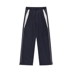American Style Streetwear Casual Sportswear Trousers Men Loose Color-blocked Pockets Elastic Waist Straight Wide Leg Pants