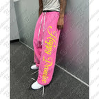 2025 Streetwear men printed straight leg pants American hip hop fashion casual pants Goth Harajuku retro loose sweatpants women