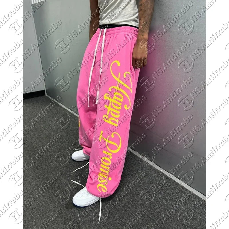 2025 Streetwear men printed straight leg pants American hip hop fashion casual pants Goth Harajuku retro loose sweatpants women