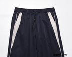 American Style Streetwear Casual Sportswear Trousers Men Loose Color-blocked Pockets Elastic Waist Straight Wide Leg Pants