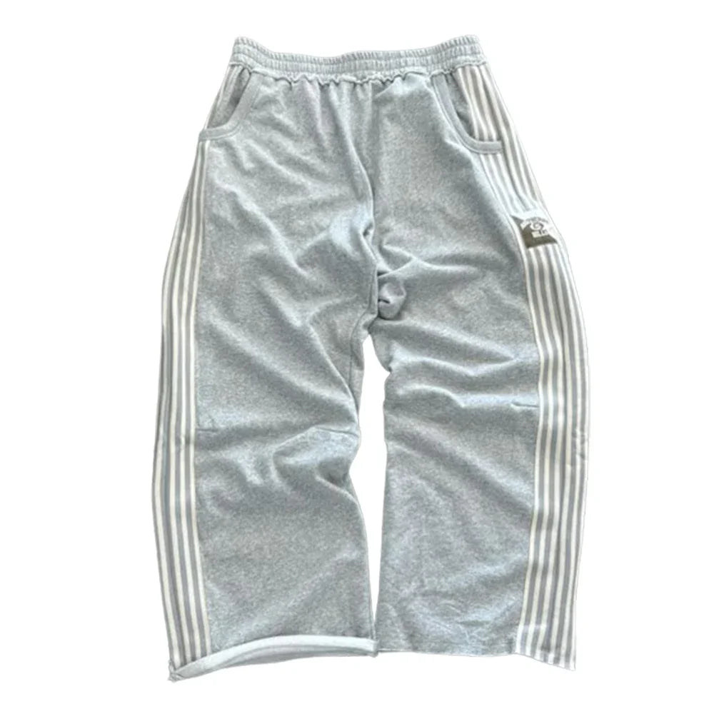Streetwear Sweatpants Y2K Pants Harajuku Hip Hop Gothic Retro Stripe Baggy Casual Pants Men Women Elastic Waist Jogging Pants
