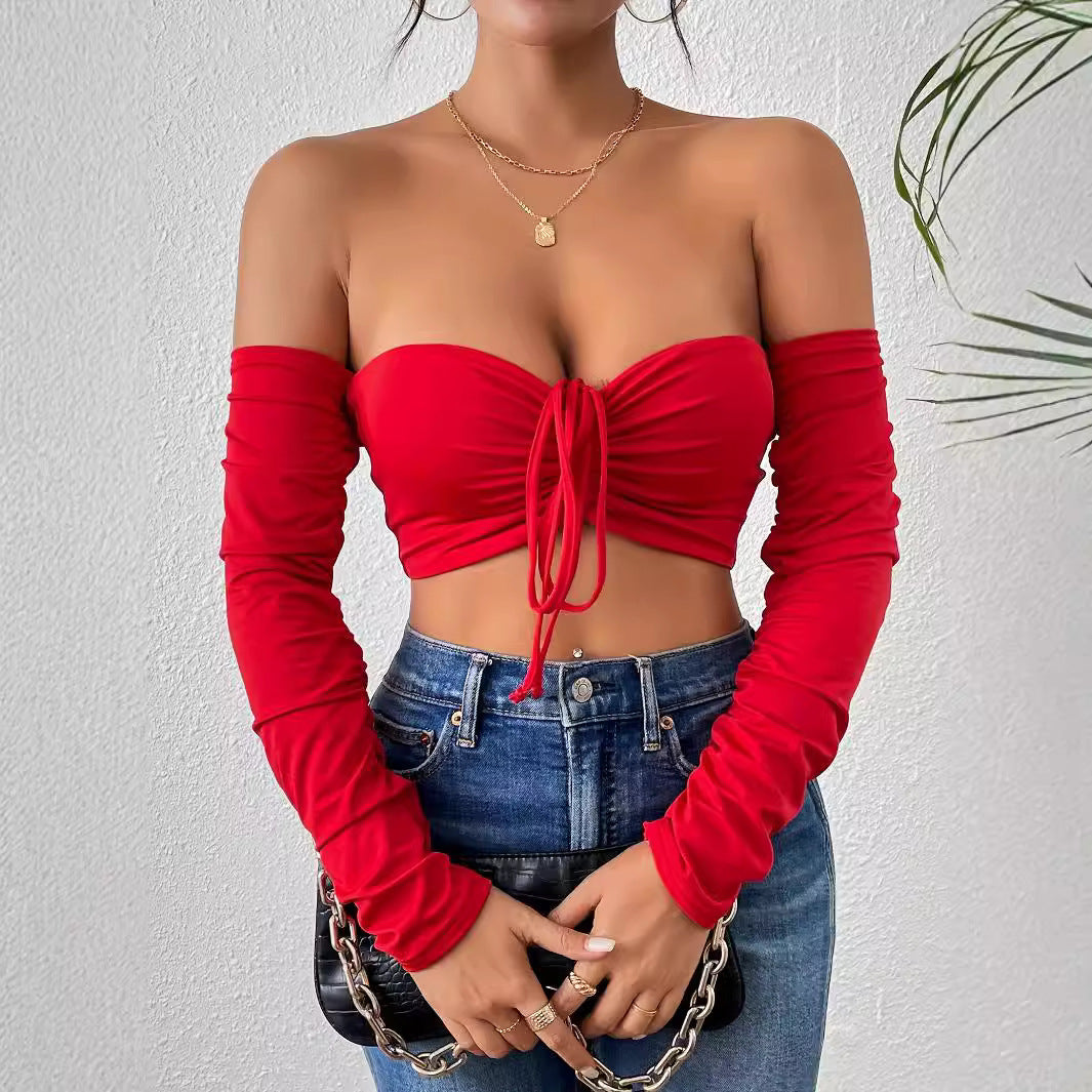 Night Club Style Slimming Waist Drawstring Long-sleeved Vest Can Be Worn Outside